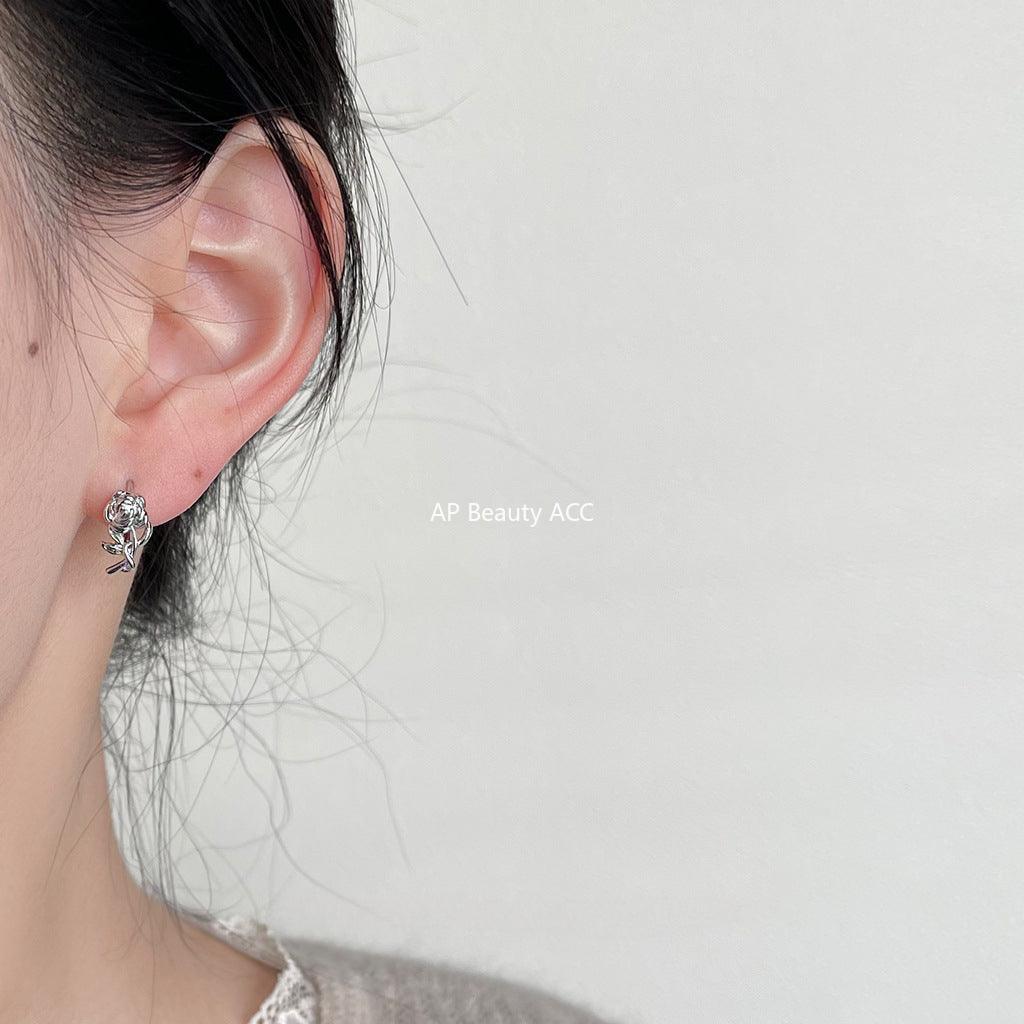 C관 - 장미 디자인 인스타 감성 유니크 심플 링형 귀걸이 [3614] 24.03-1