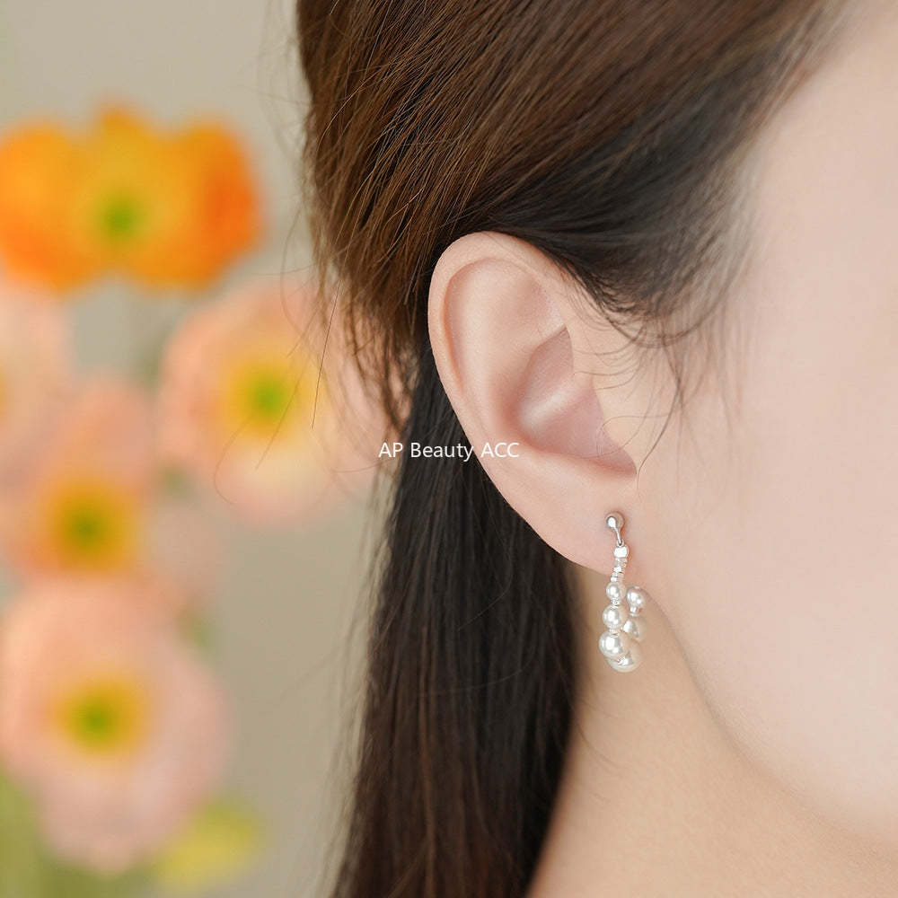 B관 - 925 실버 스퀘어 실버 자개 진주 귀걸이 [YC2380E_1] 25.12-3