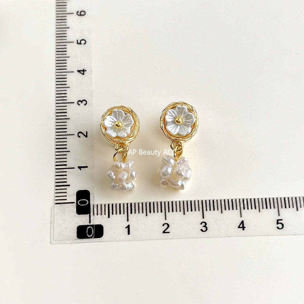 C관 - 담수 진주 골드 도금 나선형 이어커프 귀걸이 [EJ0203P] 25.02-3