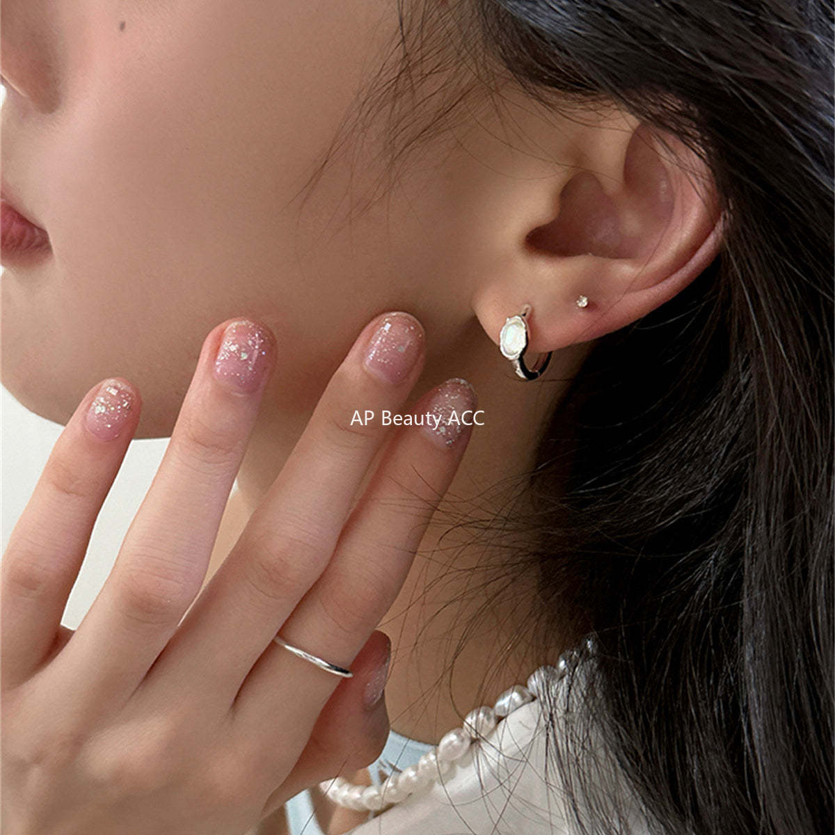 A관 - 925 은침 하트 문스톤 큐빅 귀걸이 [EH-3704] 25.06-4