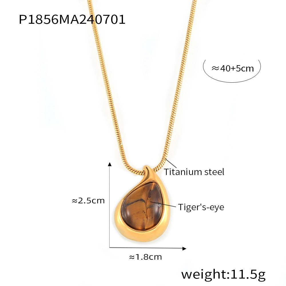 D관 - 티타늄 스틸 18K 도금 호안석 펜던트 블레이드 체인 레이어드 목걸이 [P1694-P1856] 24.07-1