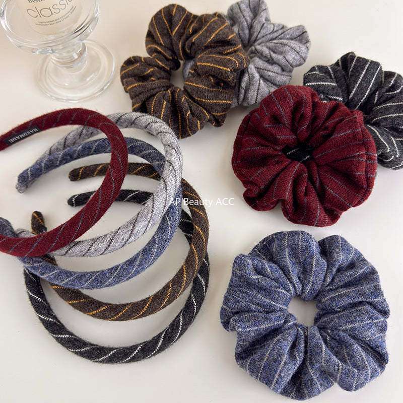 E관 - 사선 스트라이프 니트 울 머리띠 곱창 헤어밴드 [27523] 25.09-4