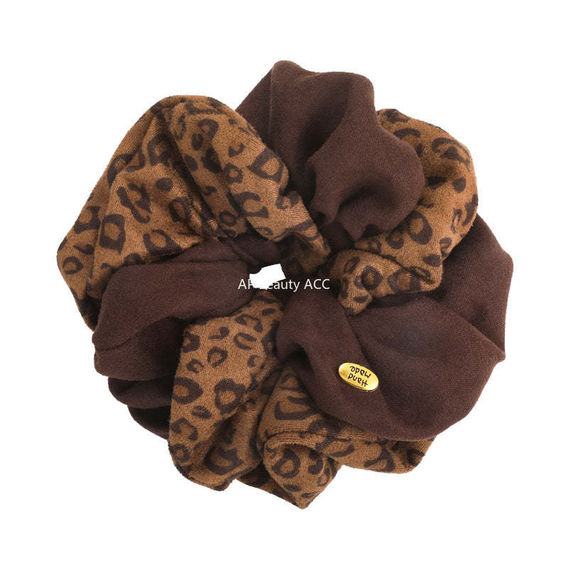 E관 - 레오파드 패턴 패브릭 배색 곱창 헤어밴드 [27772] 25.12-2