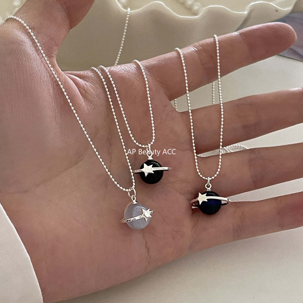A관 - 925 실버 행성 별 천연석 펜던트 목걸이 [XL-1208] 25.09-4