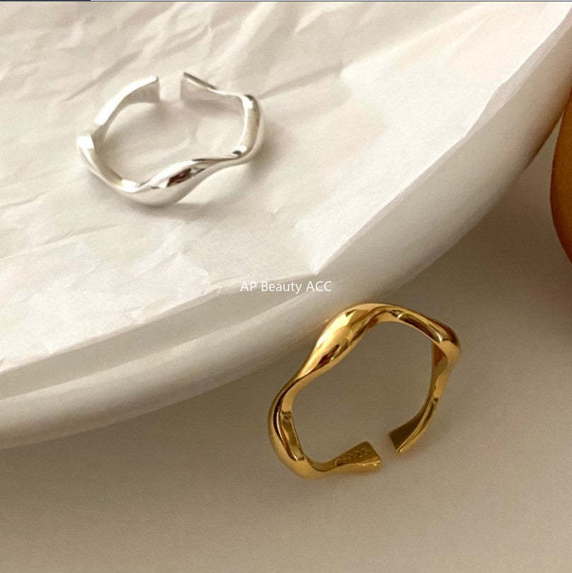 F관 - 925 실버 웨이브 곡선 오픈 반지 [J1174] 25.12-1