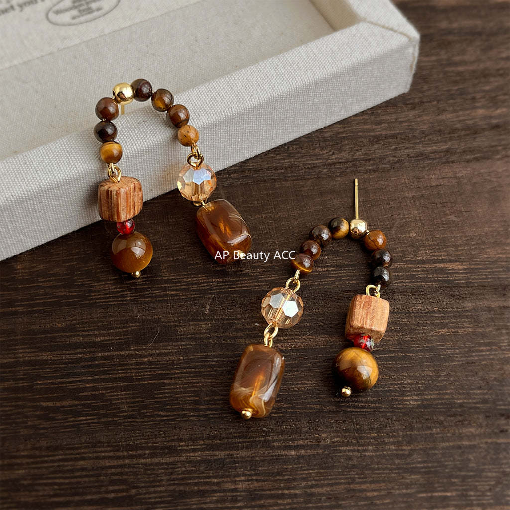 C관 - 핸드메이드 호안석 크리스탈 비즈 925 은침 귀걸이 [7116] 25.11-3