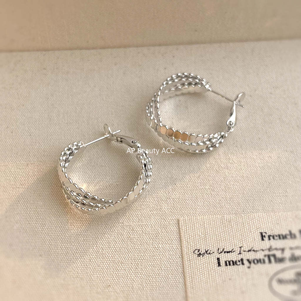 C관 - 원형 기하 14K 도금 은침 귀걸이 [5721-5722] 25.04-3