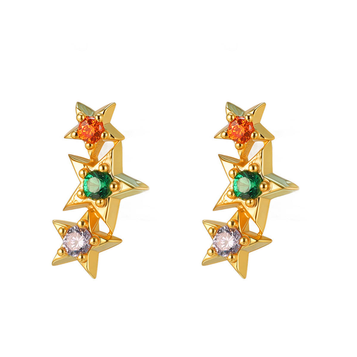 A관 - 925 은침 컬러 큐빅 별 귀걸이 [EH-4028] 25.10-2