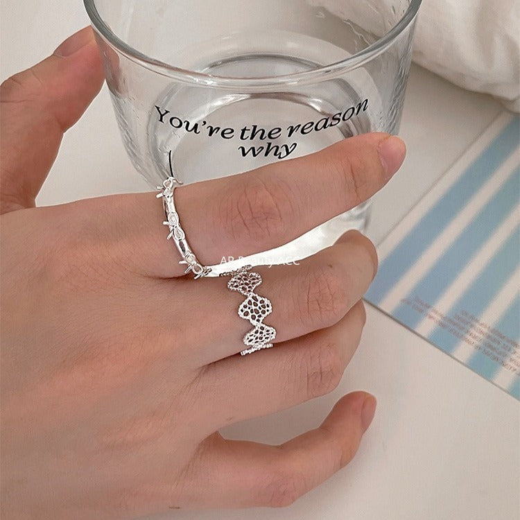 A관 - 925 실버 레이스 리본 디자인 오픈형 반지 [JZ-0726] 25.11-1