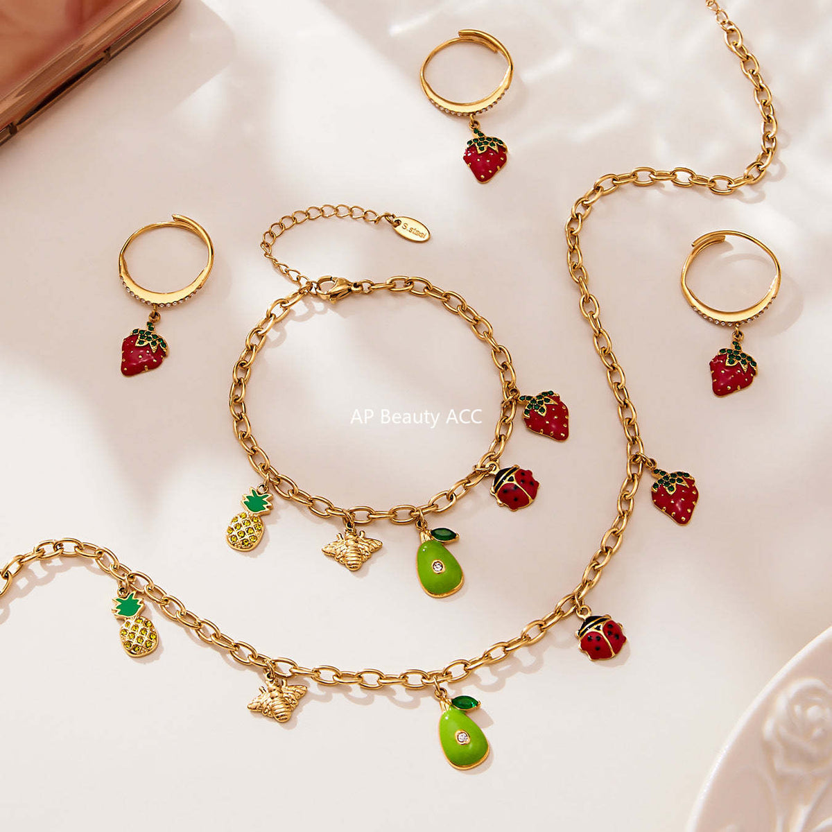 D관 - 스테인리스 스틸 큐빅 과일 열기구 지구본 펜던트 목걸이 팔찌 반지 [TXP422] 25.10-4