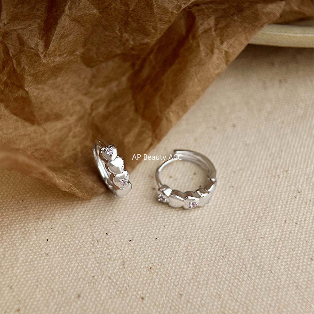 C관 - 심플 하트 큐빅 귀걸이 [5532] 25.02-2