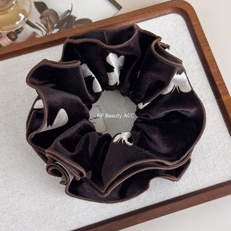 E관 - 벨벳 나비 패턴 더블 레이어 대형 곱창 헤어밴드 [27695] 25.11-3