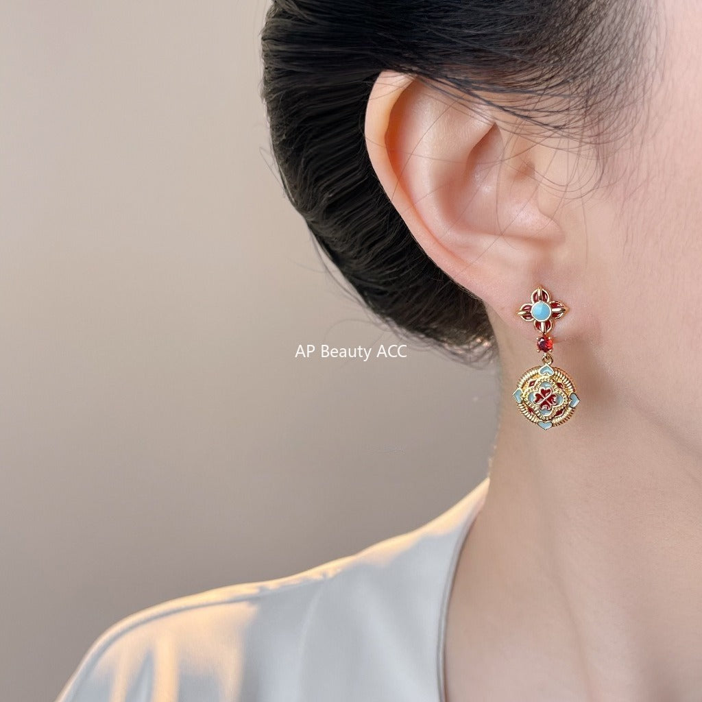 C관 - 925 은침 핸드페인팅 문양 귀걸이 [7038] 25.11-1