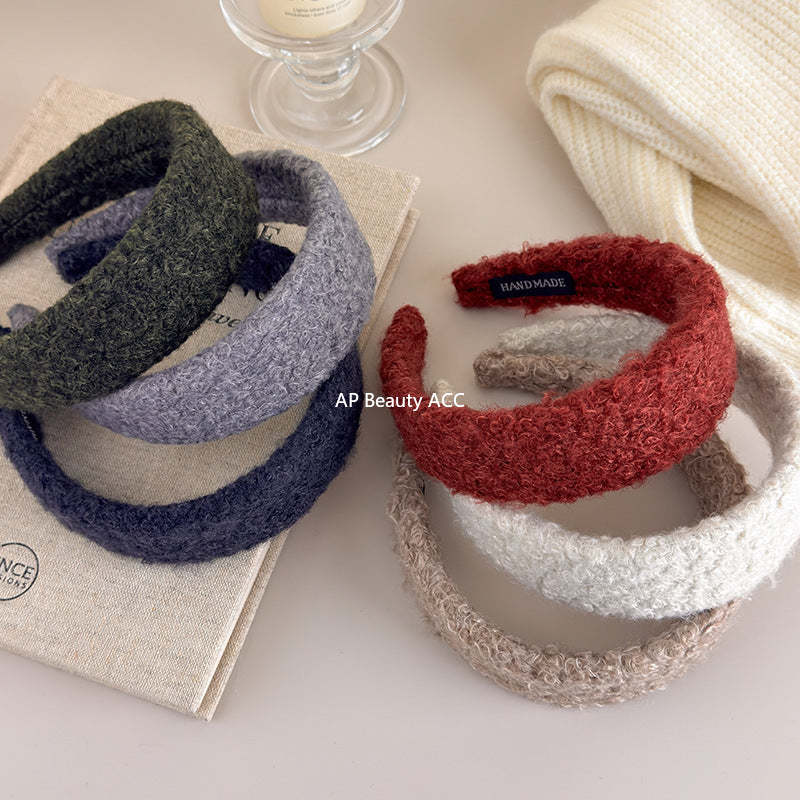 E관 - 양털 퍼 소재 와이드 볼륨 머리띠 [27649] 25.11-1