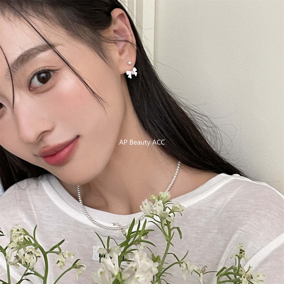 A관 - 925 은침 리본 하트 핑크 큐빅 볼 귀걸이 [EH-2926] 24.06-1