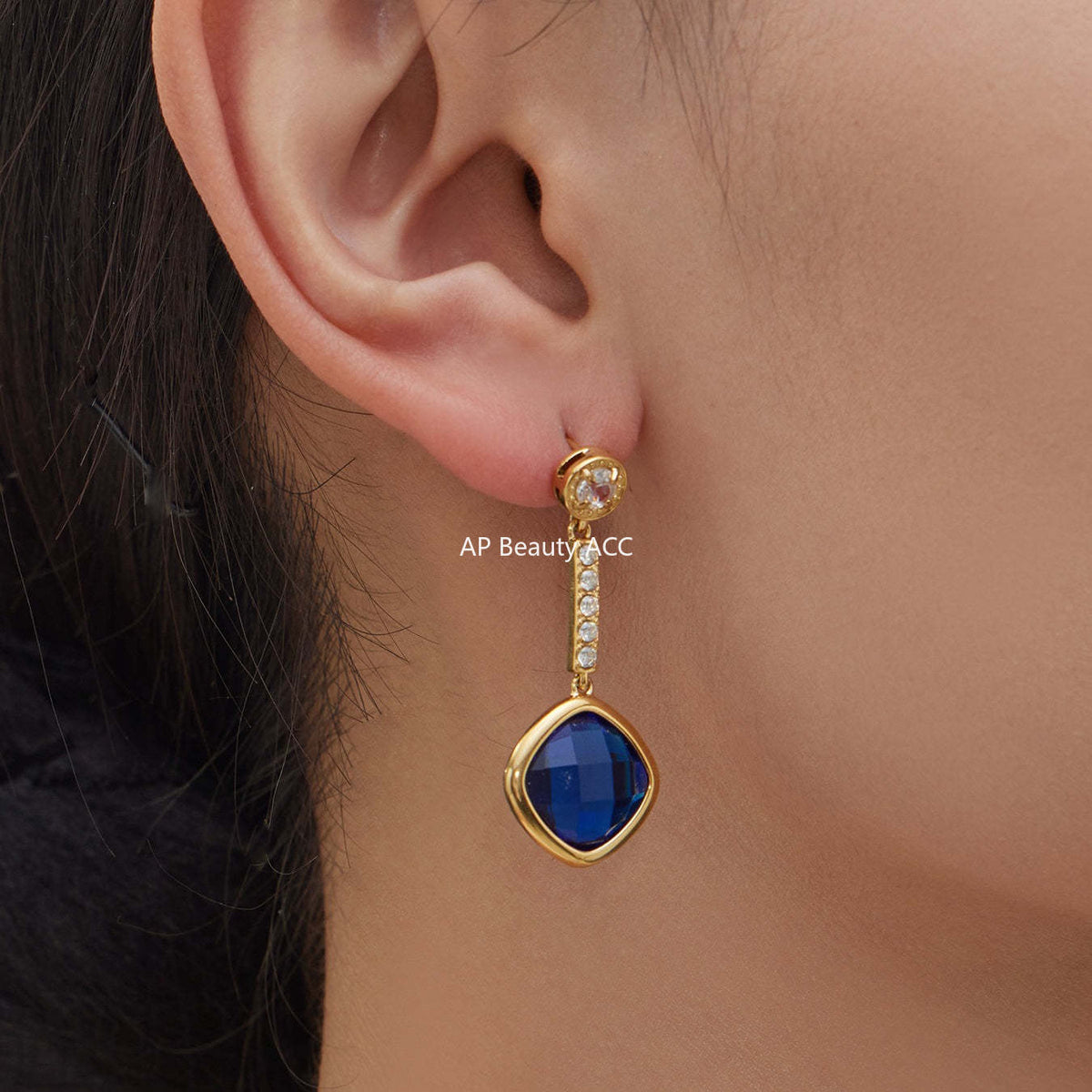 D관 - 스테인리스 스틸 둥근 사각 컷팅 큐빅 목걸이 귀걸이 팔찌 [TXP509] 25.12-1