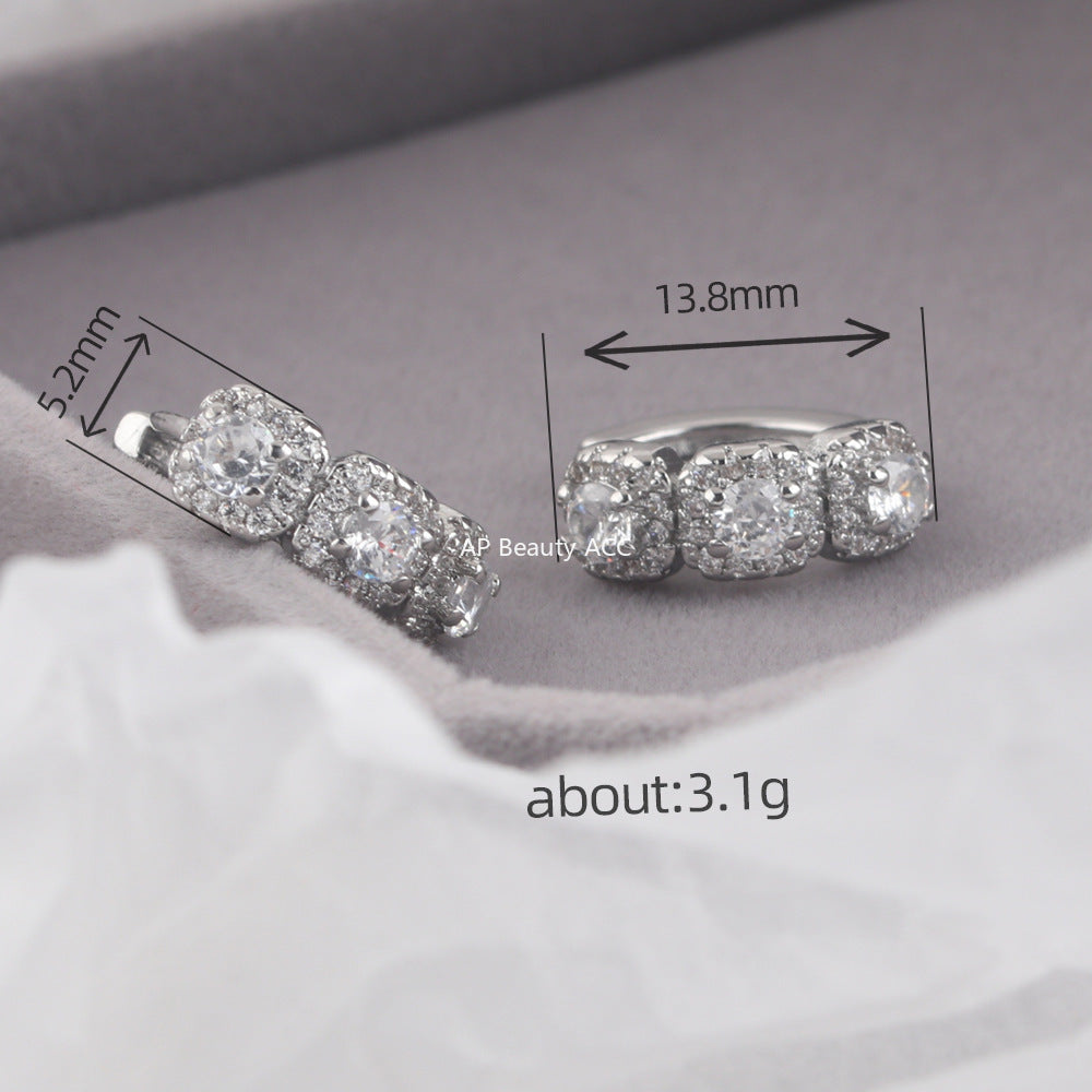 G관 - 블링 사각형 큐빅 링 귀걸이 [ER855] 25.10-1