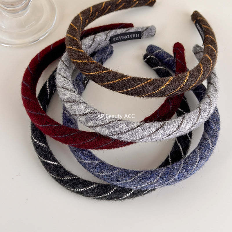 E관 - 사선 스트라이프 니트 울 머리띠 곱창 헤어밴드 [27523] 25.09-4