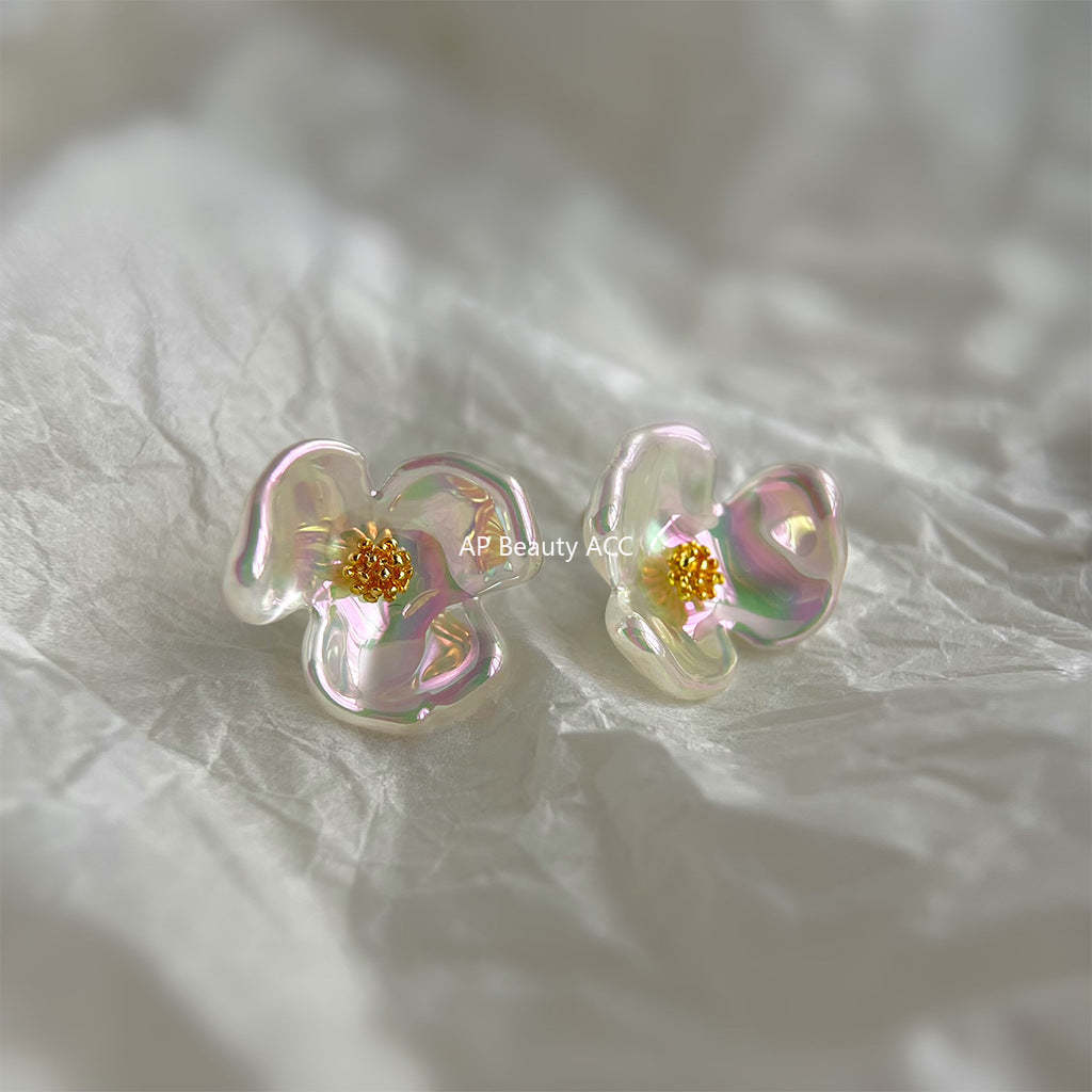 C관 - 아이리스 레진 소재 여름 청량한 14K 도금 귀걸이 [4374] 24.06-3