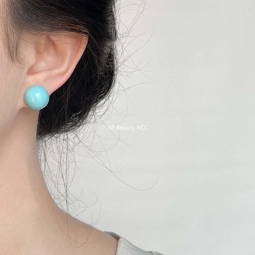 C관 - 도파민 컬러 수지 사탕 공 간결하고 스윗한 귀여운 은침 귀걸이 [3842-3844] 24.04-2