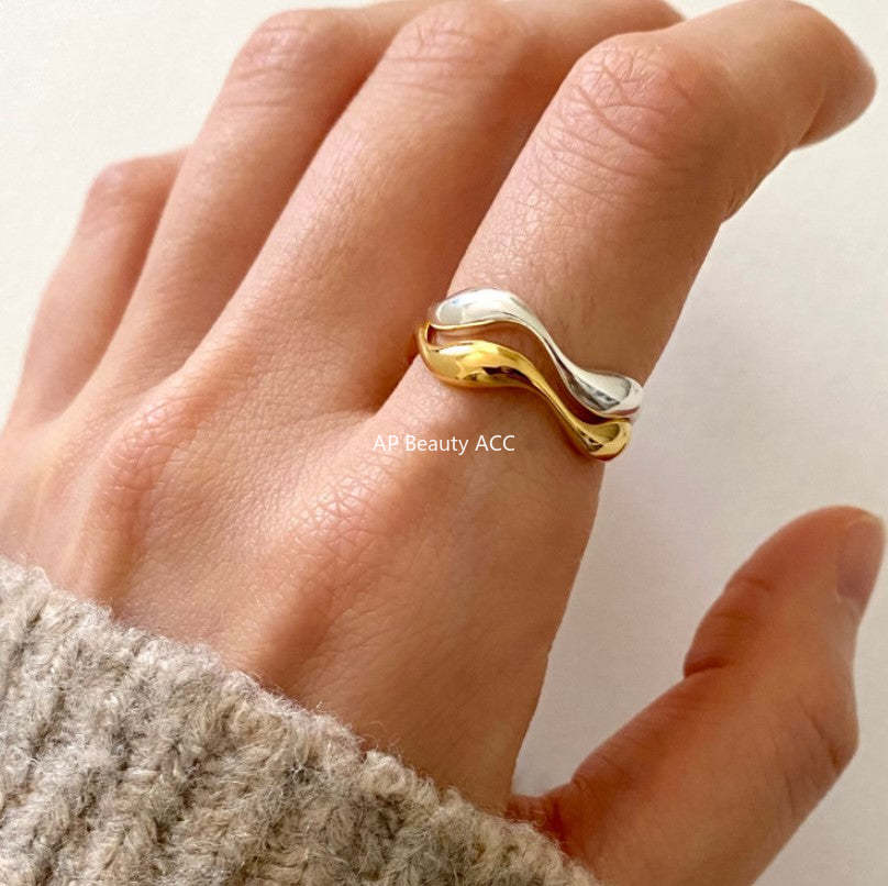 F관 - 925 실버 웨이브 곡선 오픈 반지 [J1174] 25.12-1