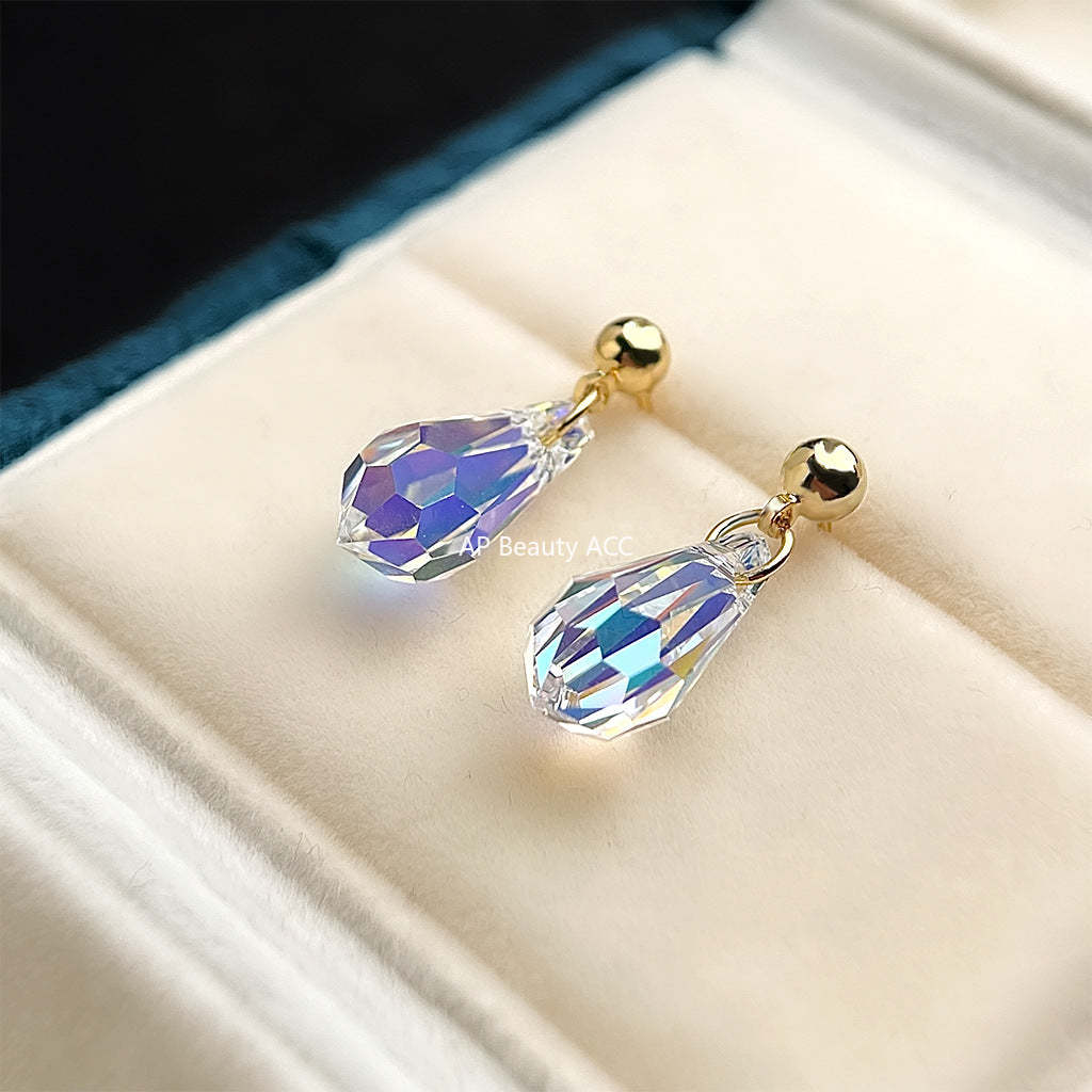 C관 - 스와로브스키 크리스탈 컷팅 물방울 은침 귀걸이 [5554] 25.02-2