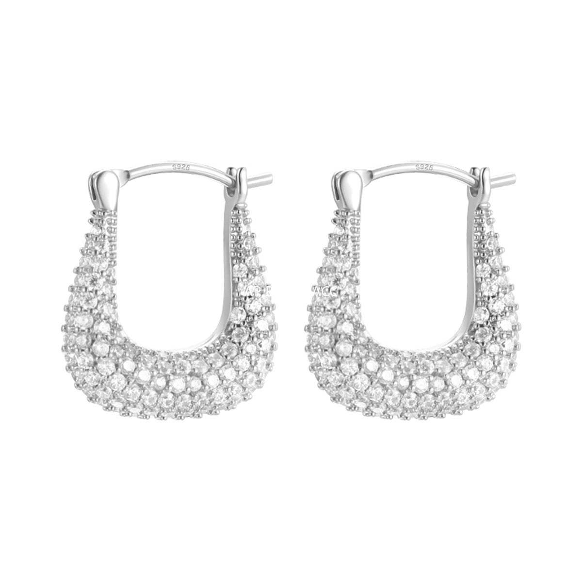 A관 - 925 은침 주머니 디자인 큐빅 후프 귀걸이 [EH-4072] 25.09-4