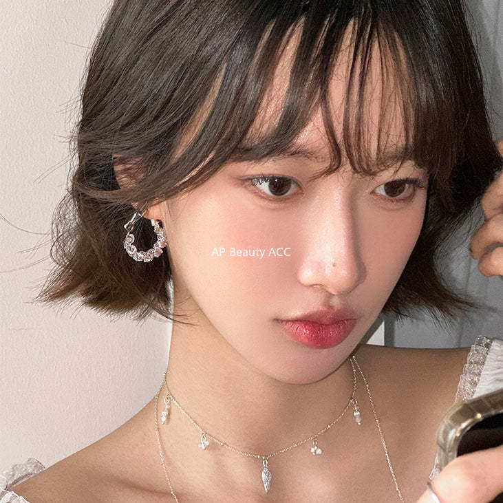 A관 - 입체 서리빛 큐빅 링 귀걸이 [EH-4127] 25.12-1