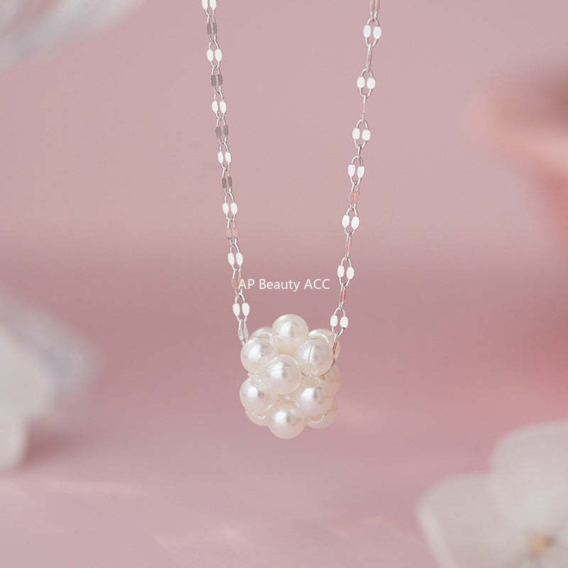 B관 - 925 실버 플라워 진주 볼 목걸이 [YC2663N_1] 25.09-4
