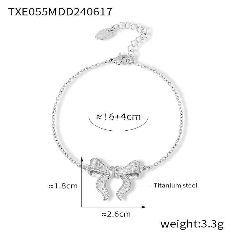 D관 - 티타늄 스틸 18K 도금 리본 디자인 럭셔리 팔찌 귀걸이 [E055-F055] 24.06-3
