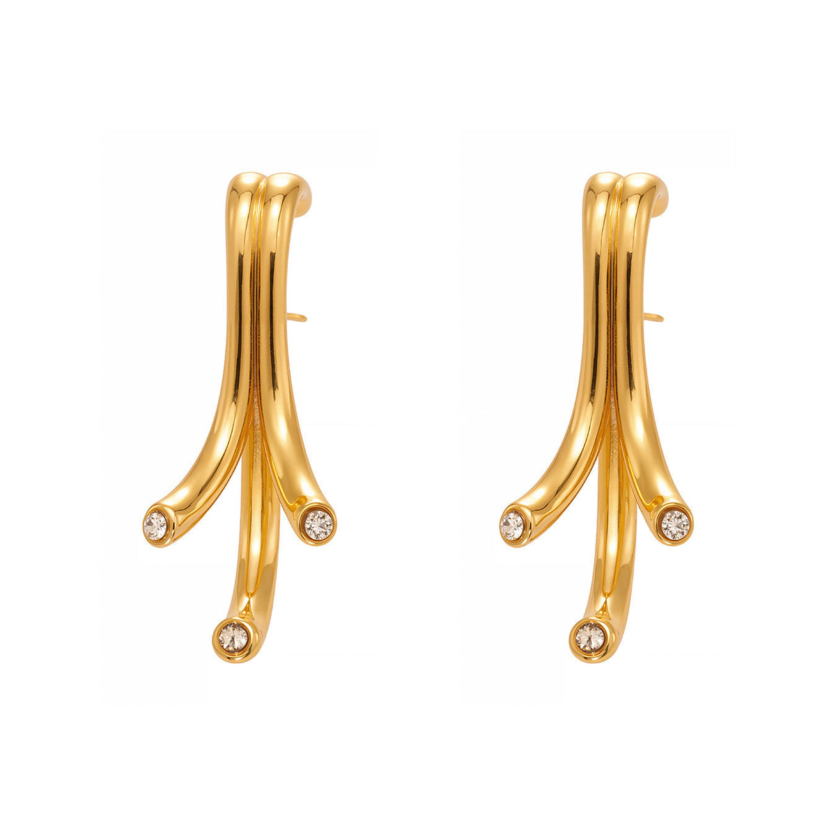 D관 - 미니 큐빅 물줄기 나무가지 모양 귀걸이 [F811] 25.11-1