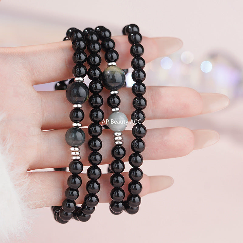 B관 - 999 실버 더블 레이어 비즈 커플 팔찌 [YC4870SL_1] 25.11-2