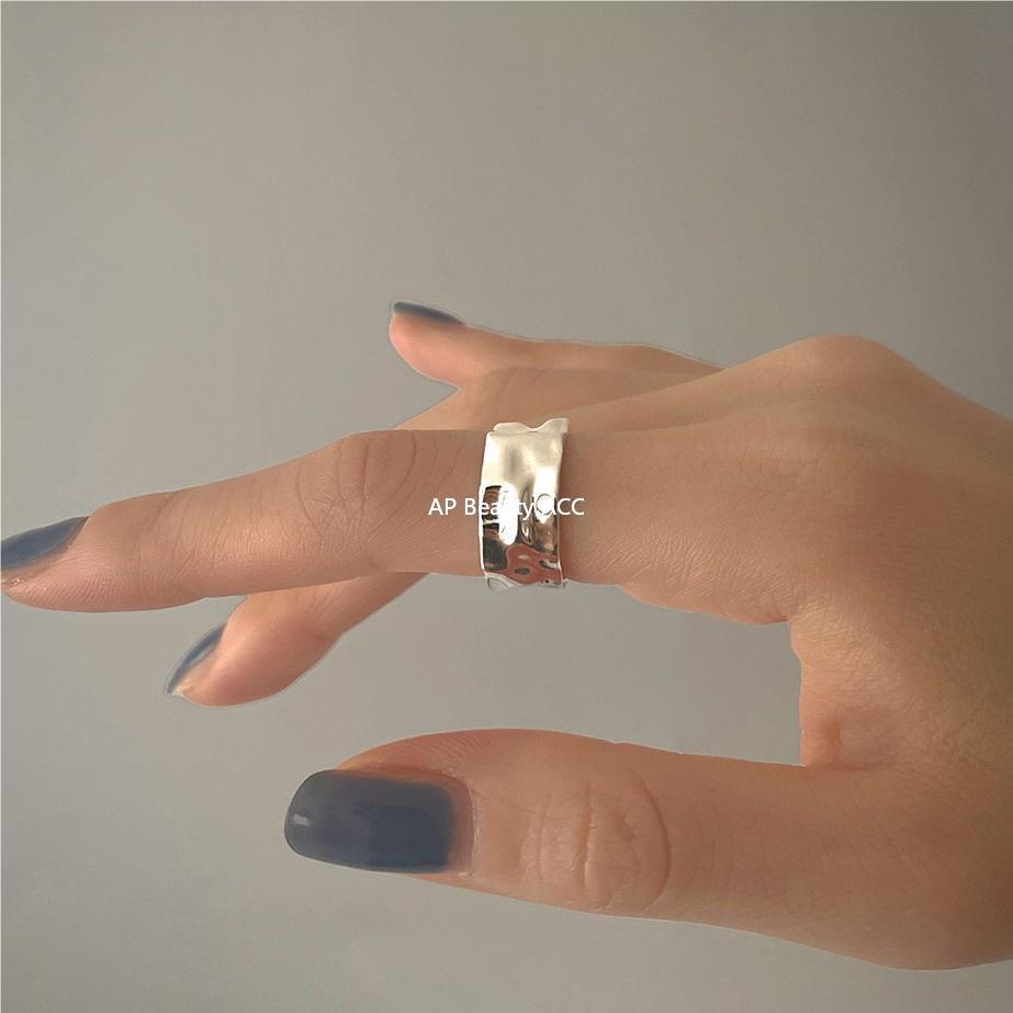 F관 - 925 실버 비정형 물결 디자인 볼드 반지 [J1827] 25.10-4