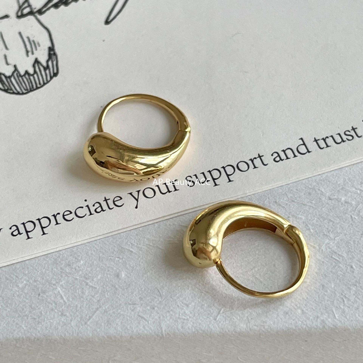 F관 - 925 실버 물방울 디자인 후프 귀걸이 [C1416] 25.11-1