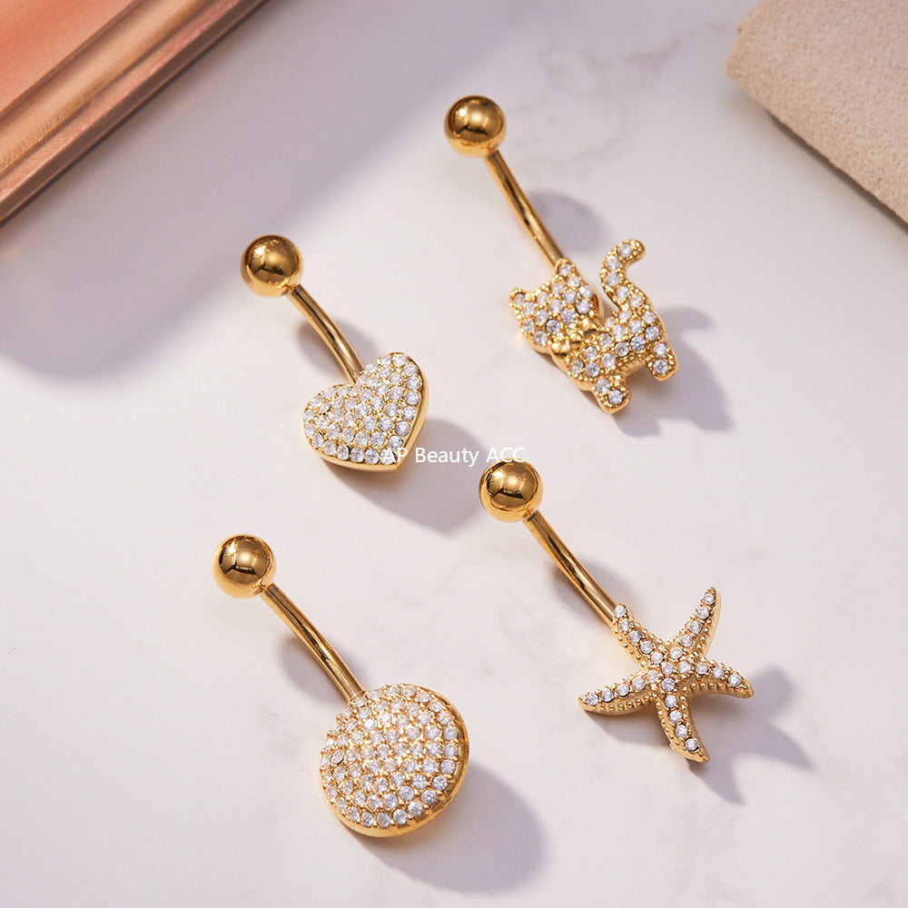 D관 - 스테인리스 스틸 풀 큐빅 18K 도금 피어싱 귀걸이 [H009] 25.11-2