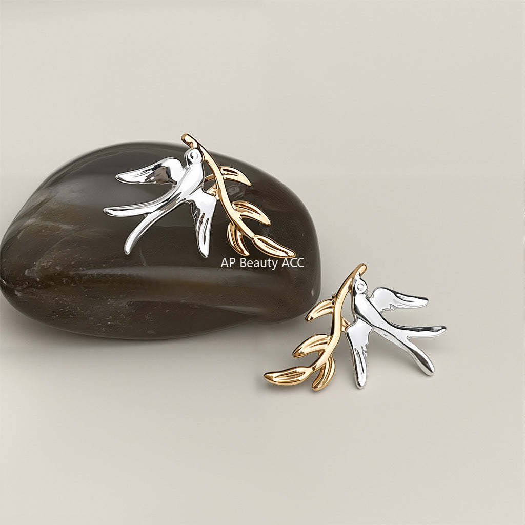 C관 - 투톤 디자인 925 은침 제비 디자인 귀걸이 [5695] 25.03-3