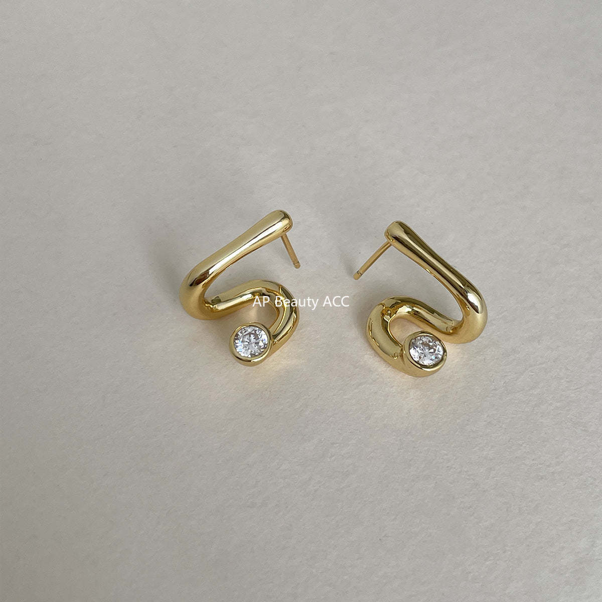 A관 - 925 은침 라인 곡선 디자인 큐빅 귀걸이 [EH-4049] 25.10-5