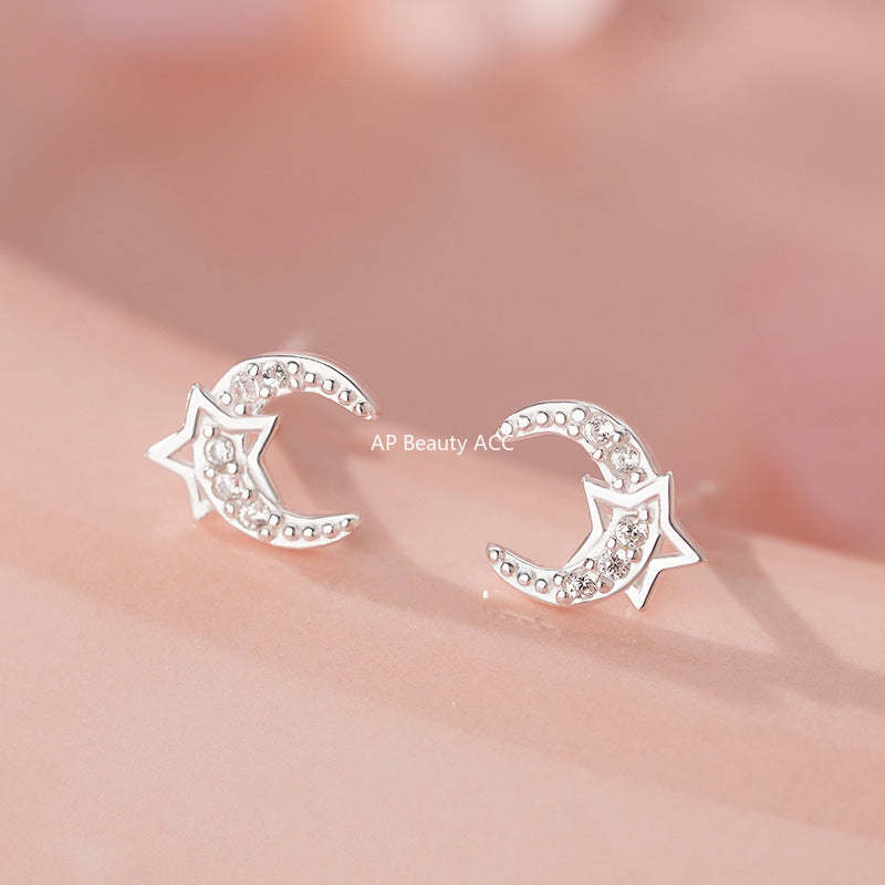 B관 - 999 실버 달 별 디자인 귀걸이 [YC4490E_1] 25.11-3