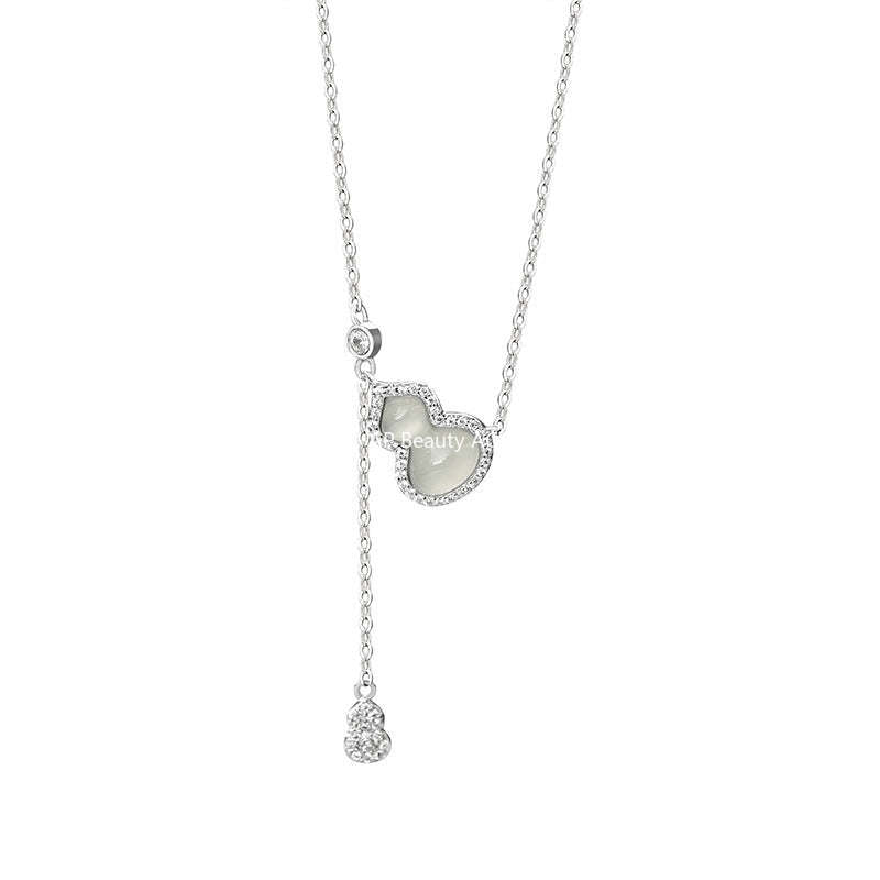 B관 - 925 실버 호리병 옥수 큐빅 펜던트 드롭 목걸이 [YC2023N_1] 25.10-5