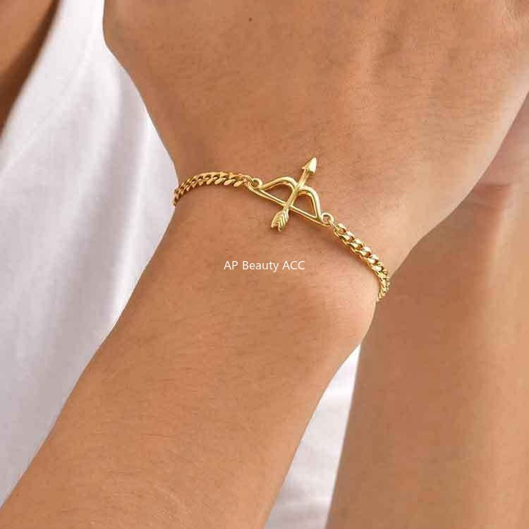 G관 - 스테인리스 스틸 체인 활 모양 펜던트 팔찌 [BR-2621] 25.11-1