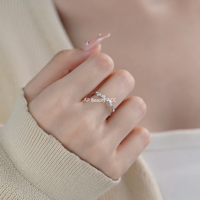 B관 - 나뭇잎 화관 디자인 큐빅 999 실버 반지 [YC5034R_1] 25.04-1