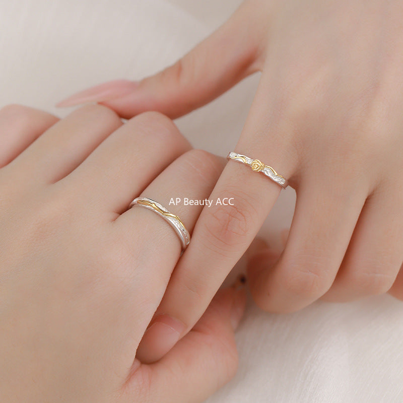 B관 - 999 실버 플라워 나무가지 디자인 커플 반지 [YC3456R_1] 25.10-3