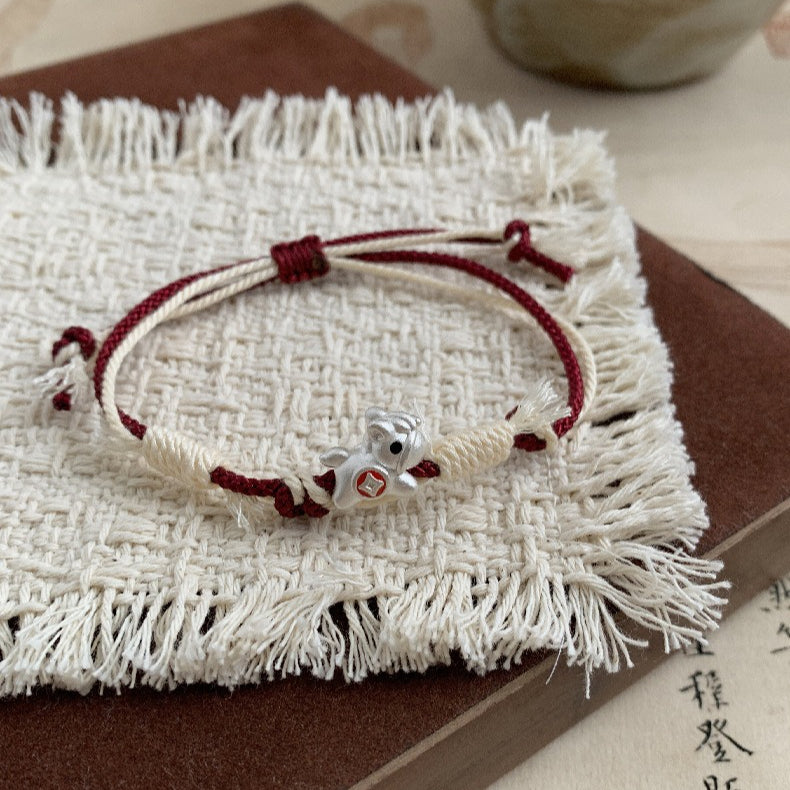 A관 - 999 실버 코인 말 말띠 펜던트 스트랩 팔찌 [1631] 25.12-3