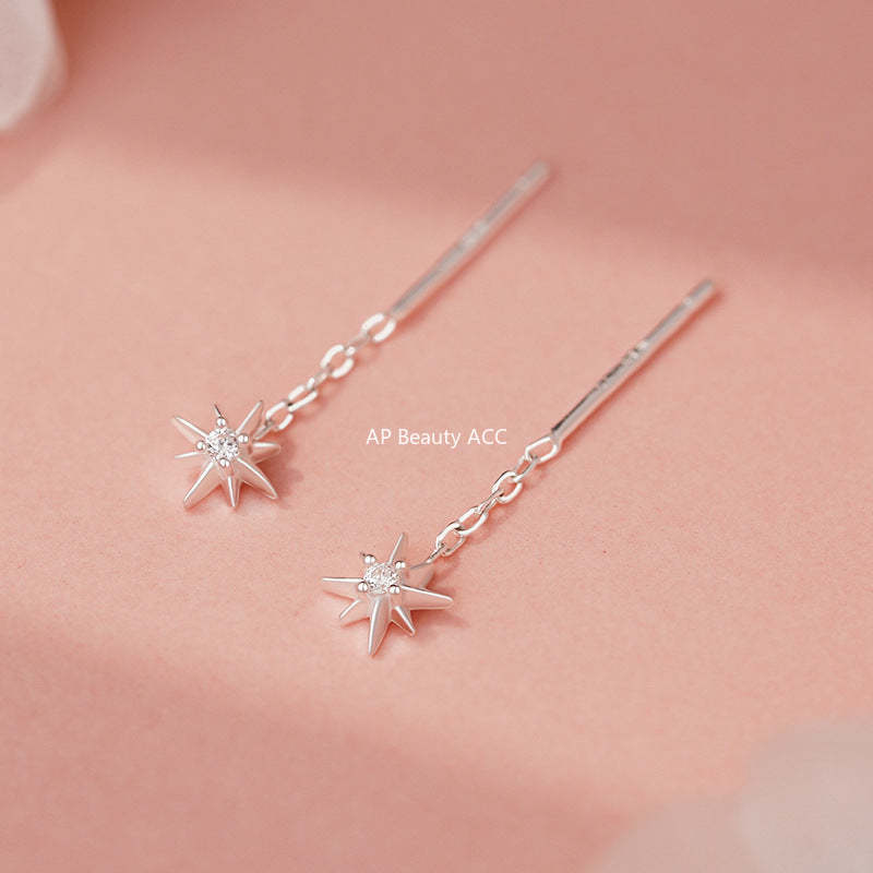 B관 - 999 실버 팔각별 큐빅 드롭 귀걸이 [YC6400E_1] 25.09-4