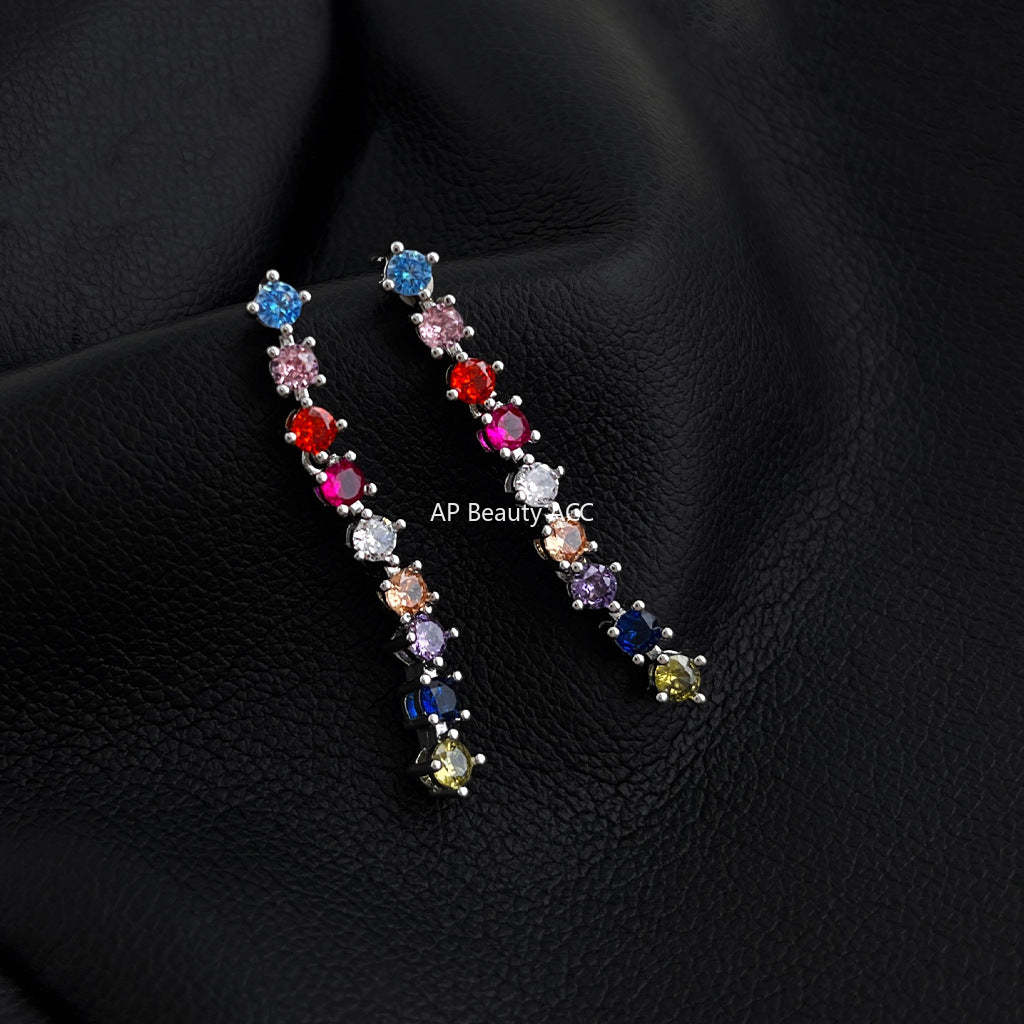 C관 - 컬러 큐빅 롱 태슬 디자인 귀걸이 [5456] 25.02-2