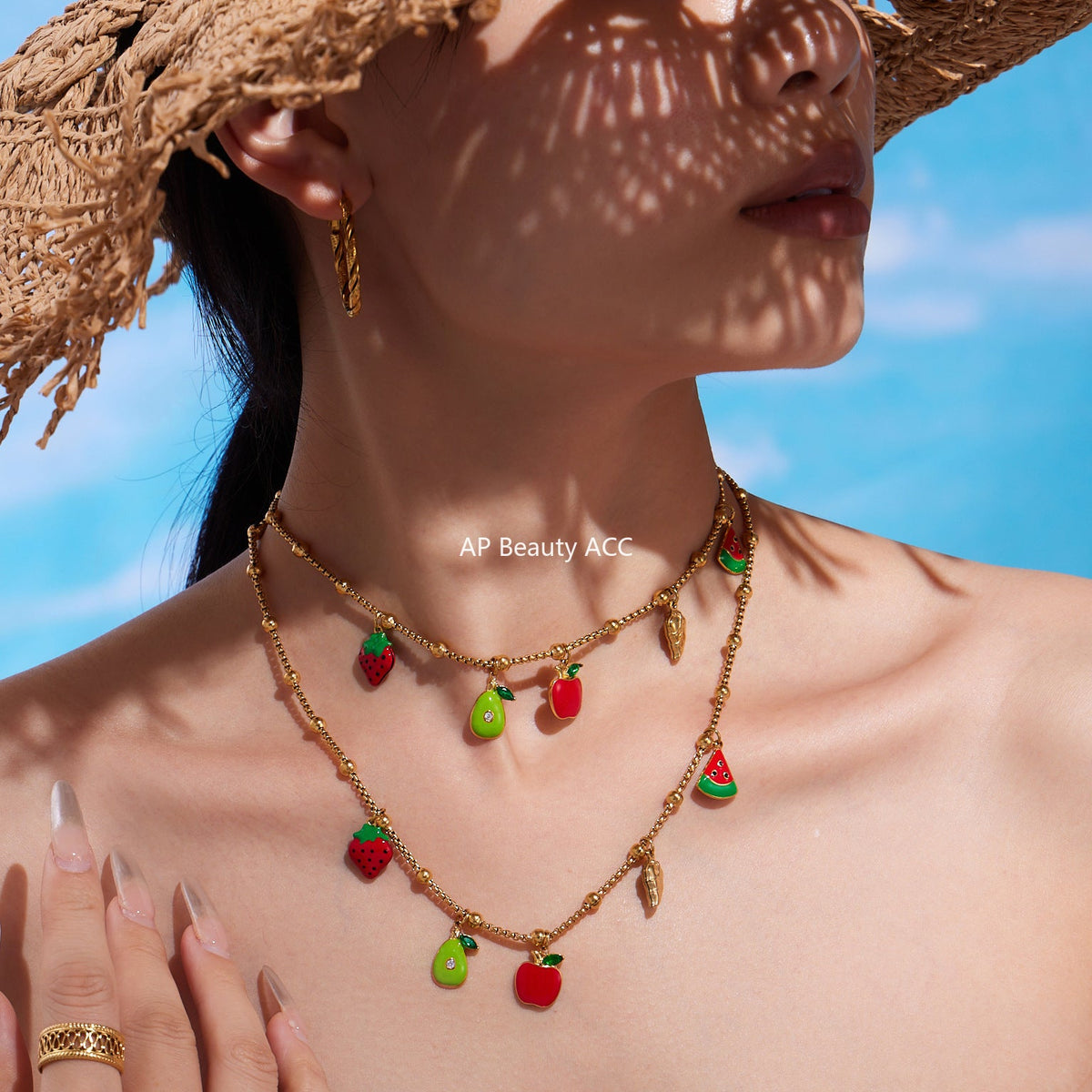 D관 - 스테인리스 스틸 과일 큐빅 펜던트 목걸이 팔찌 발찌 [TXP416] 25.10-1