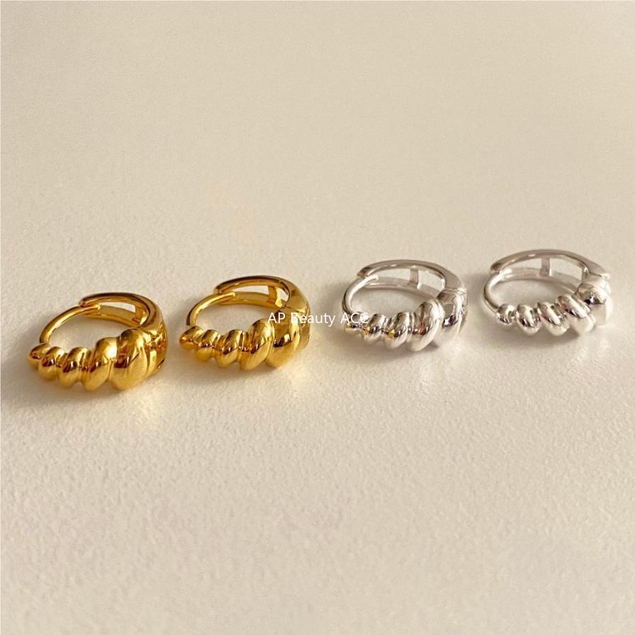 F관 - 925 실버 꼬임 디자인 링 귀걸이 [C1061] 25.09-4