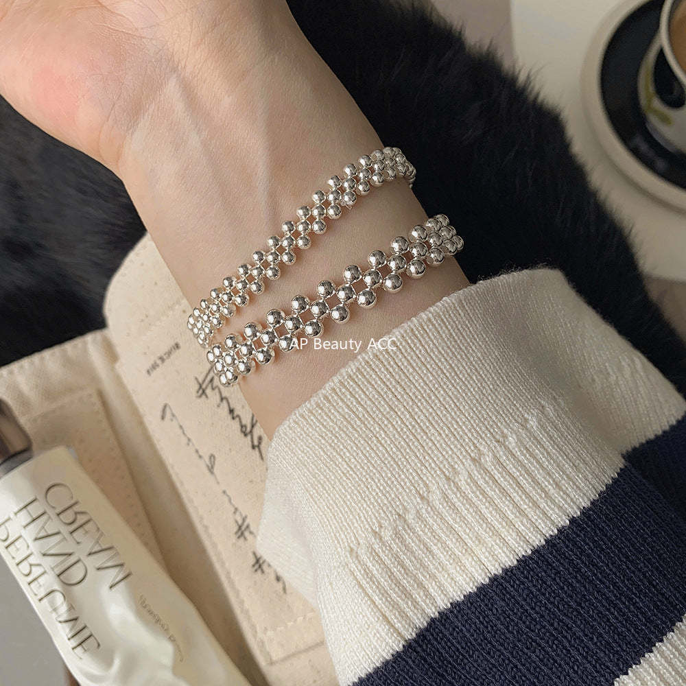 A관 - 925 실버 유광 핸드메이드 비즈 묶음 반지 팔찌 [JA2] 25.09-4