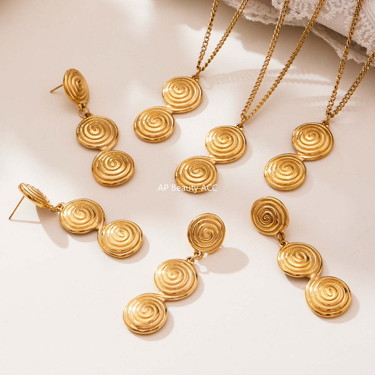 D관 - 스테인리스 스틸 나선형 원형 디자인 귀걸이 목걸이 [TXP448] 25.10-4