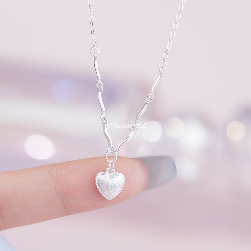 B관 - 999 실버 샌딩 하트 펜던트 목걸이 [YC2194N_1] 25.10-2